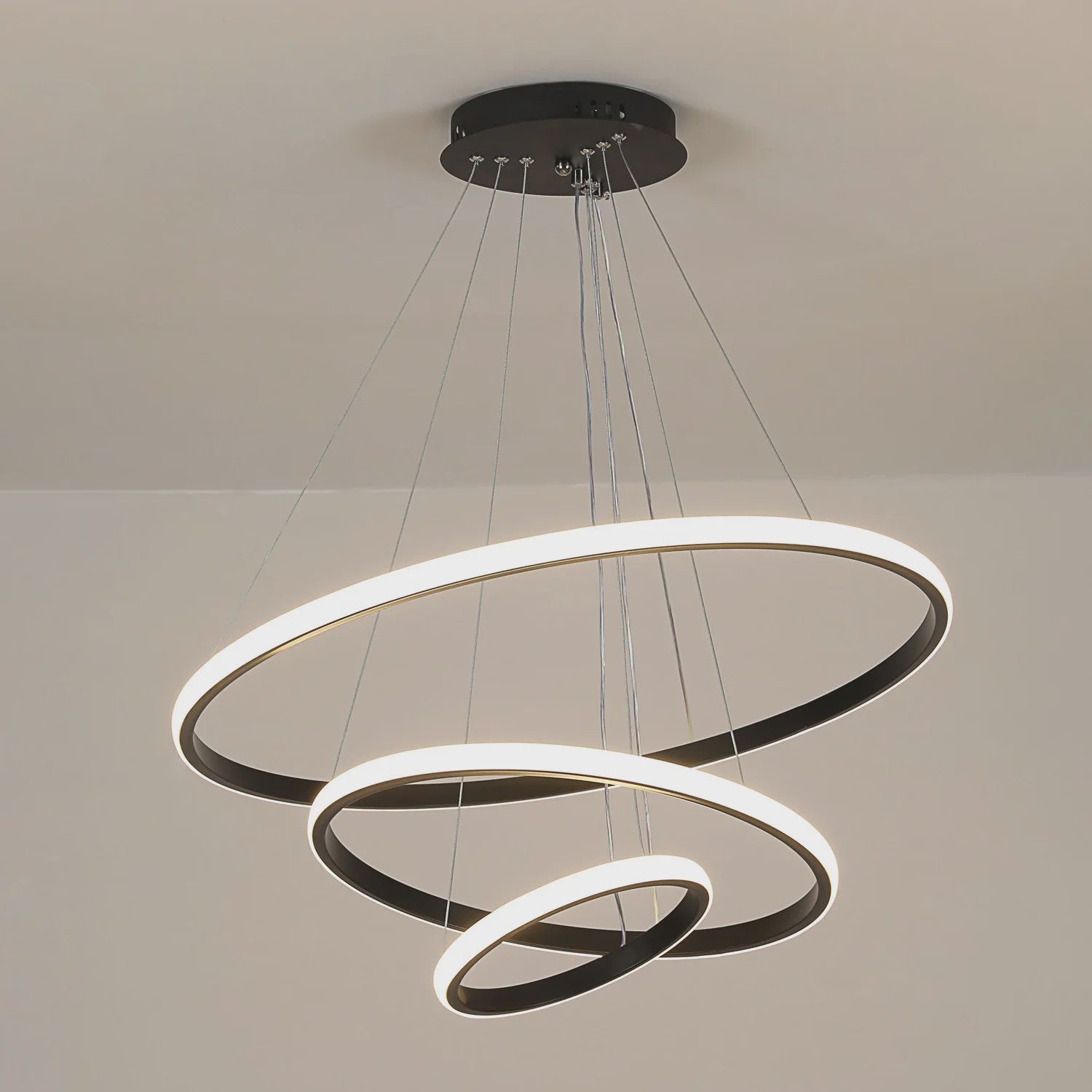 Moderne 3-Rings Hanglamp Dimbare Plafondlamp - Verstelbaar en Stijlvol