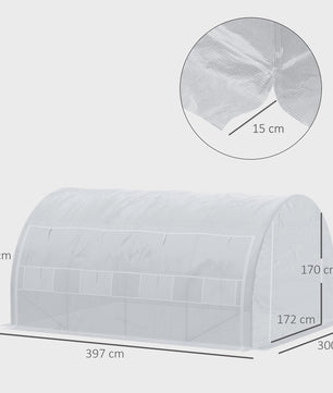 Outsunny Kweekkas 12m² - 4x3x2m - Met Deur, 8 Ramen & PE Anti-UV Doek