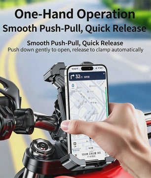 Schokvrije Telefoonhouder voor Fiets, Motor & Scooter - 360° Draaibaar (4.7-7 inch)