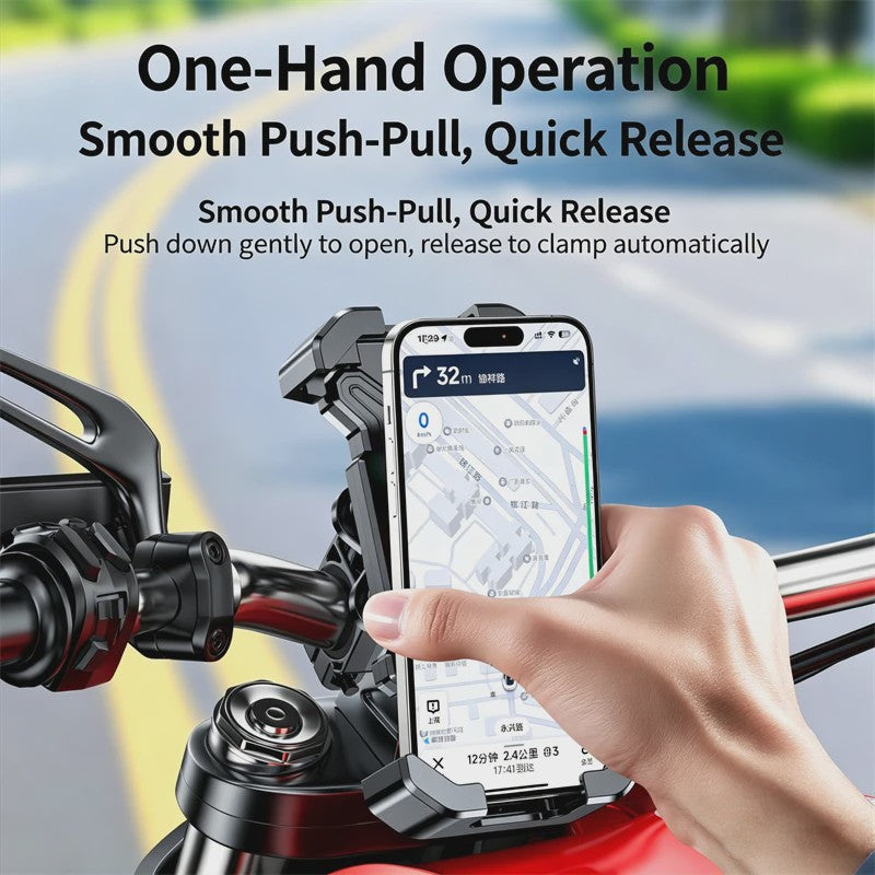 Schokvrije Telefoonhouder voor Fiets, Motor & Scooter - 360° Draaibaar (4.7-7 inch)