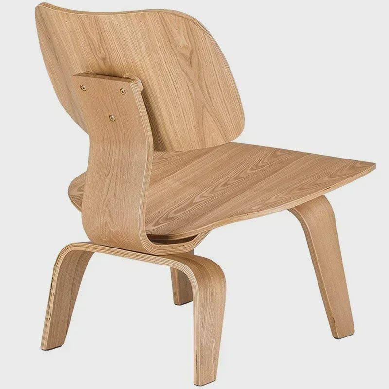 Molded Plywood Relaxfauteuil - Tijdloos Design met Houten Poten
