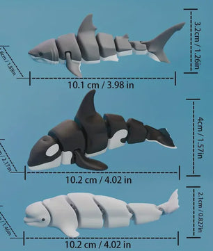 3D Geprinte Gewrichtte Dieren Beeldjes: Haai, Orka & Meer - Levensecht Speelgoed & Decoratie