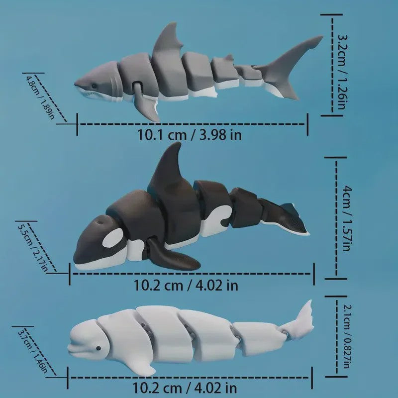 3D Geprinte Gewrichtte Dieren Beeldjes: Haai, Orka & Meer - Levensecht Speelgoed & Decoratie