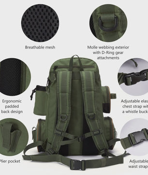 Bassdash Vis Tassen Rugzak - Lichtgewicht Tactische Visserij Tackle Backpack Multifunctioneel