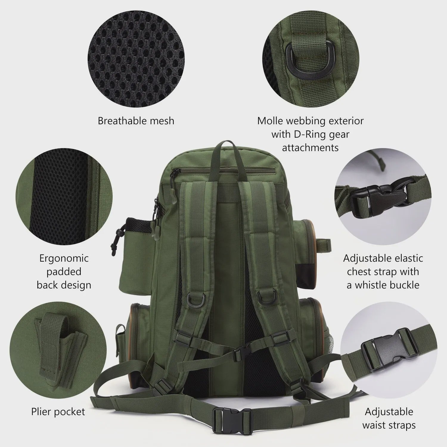 Bassdash Vis Tassen Rugzak - Lichtgewicht Tactische Visserij Tackle Backpack Multifunctioneel