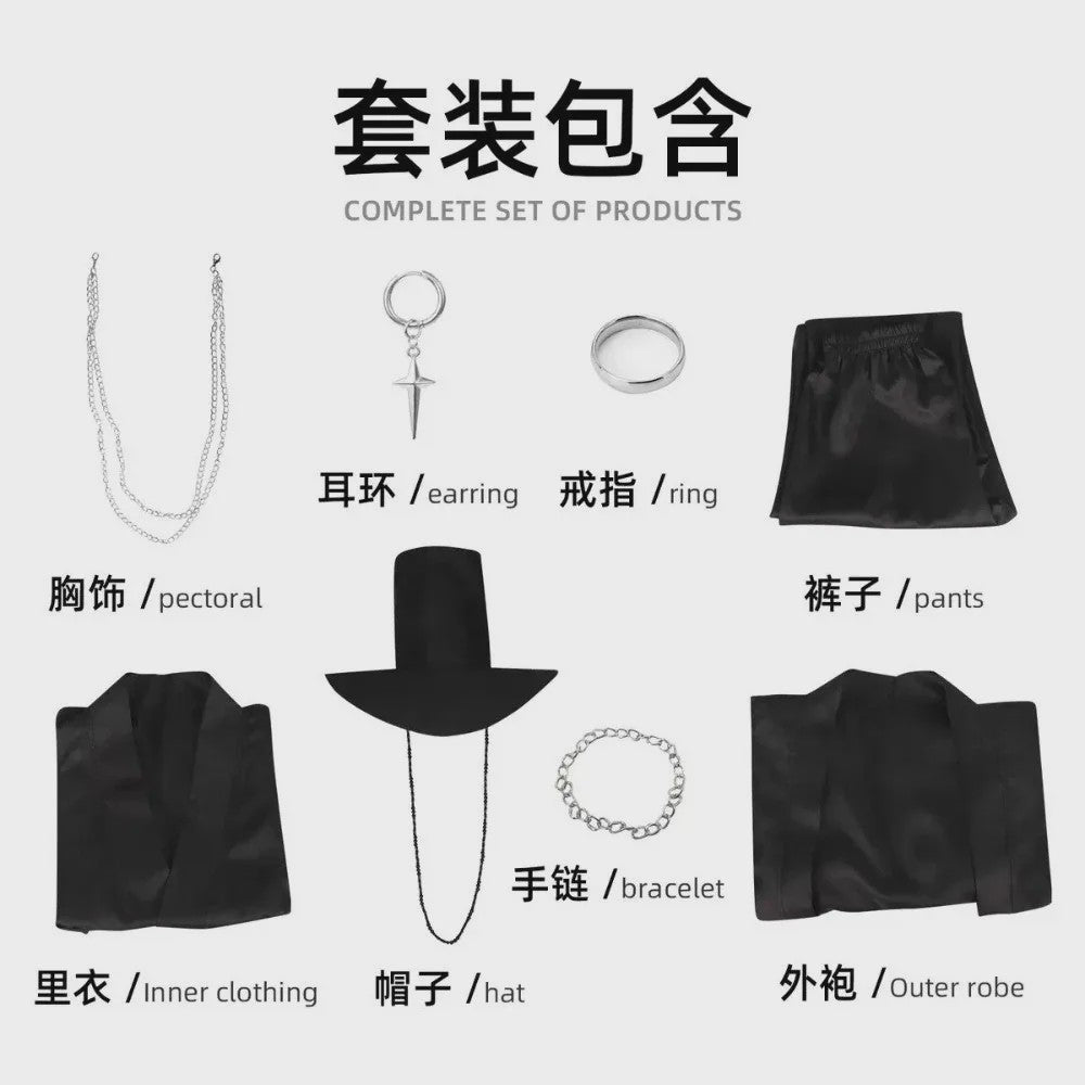 Jinu Cosplay Kostuum Set - Zwart Pak Outfit met Hoed, Riem en Accessoires voor Halloween & Carnaval