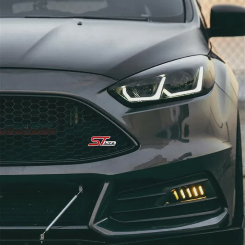 3D Metalen ST Line Grille Embleem Badge Chrome Sticker voor Ford