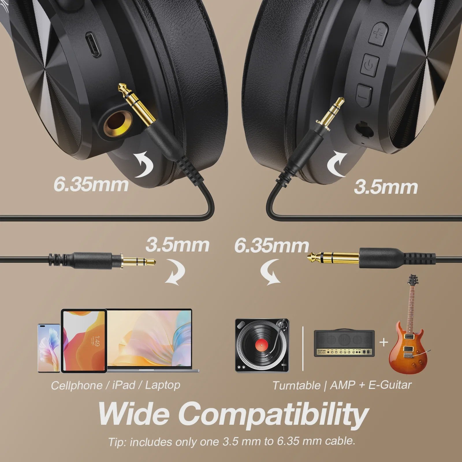 OneOdio Fusion A70 Draadloze Koptelefoon - Hi-Res Audio, 72u Batterij, Studio & DJ
