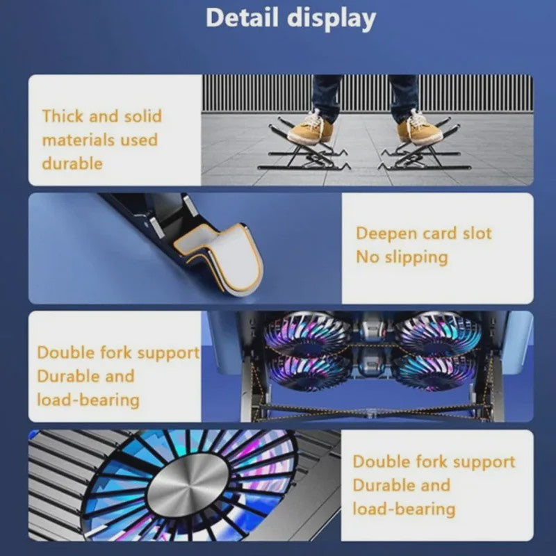 Opvouwbare Laptop Koeler Stand met 4 Ventilatoren - Verstelbaar & Draagbaar