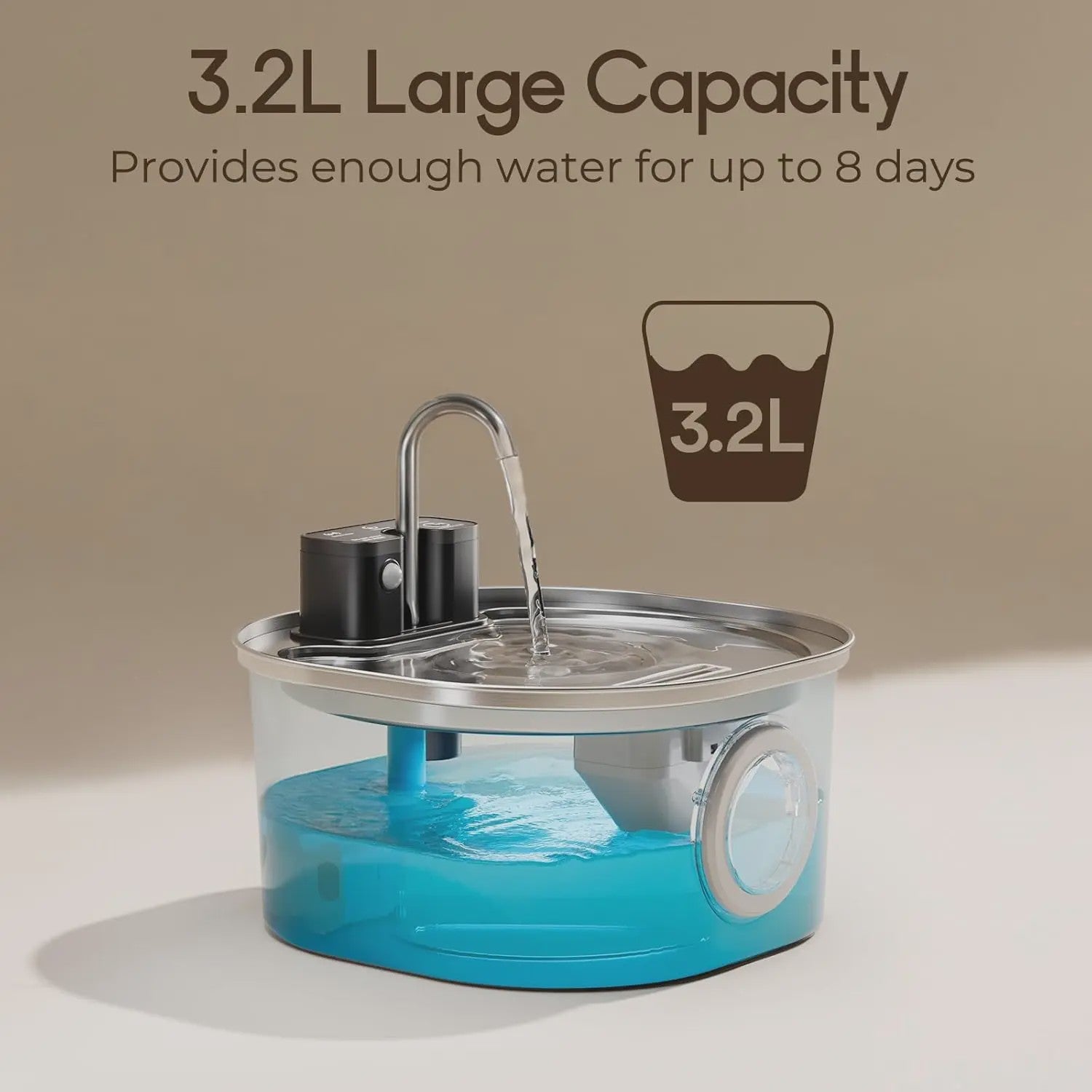 RVS Slimme Katten Drinkfontein 3.2L met Sensor & Draadloos Opladen - Automatische Waterdispenser voor Huisdieren