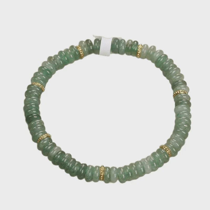 Natuurlijke Dongling Jade Kralen Armband - Groen & Wit