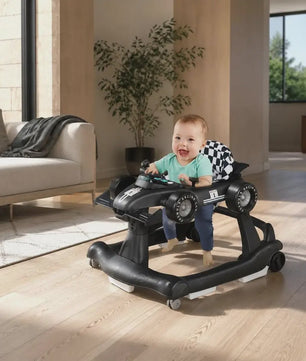 4-in-1 Baby Walker Raceauto - Verstelbaar, Opvouwbaar & Veilig