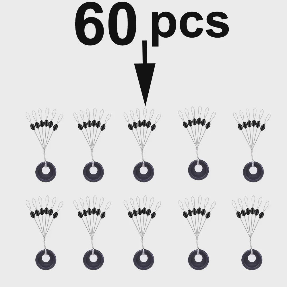 60x Vislijn Stopper Set - Rubber Silicon Space Beans & Cilinders