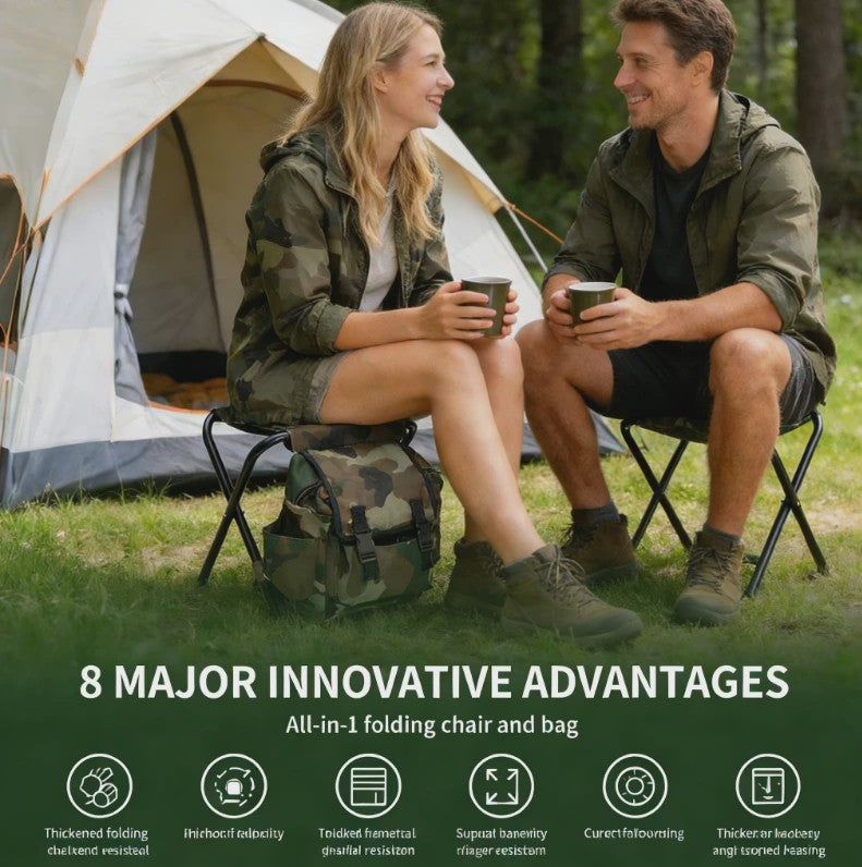 Draagbare Rugzak met Stoel: Multifunctioneel voor Vissen, Camping & Reizen