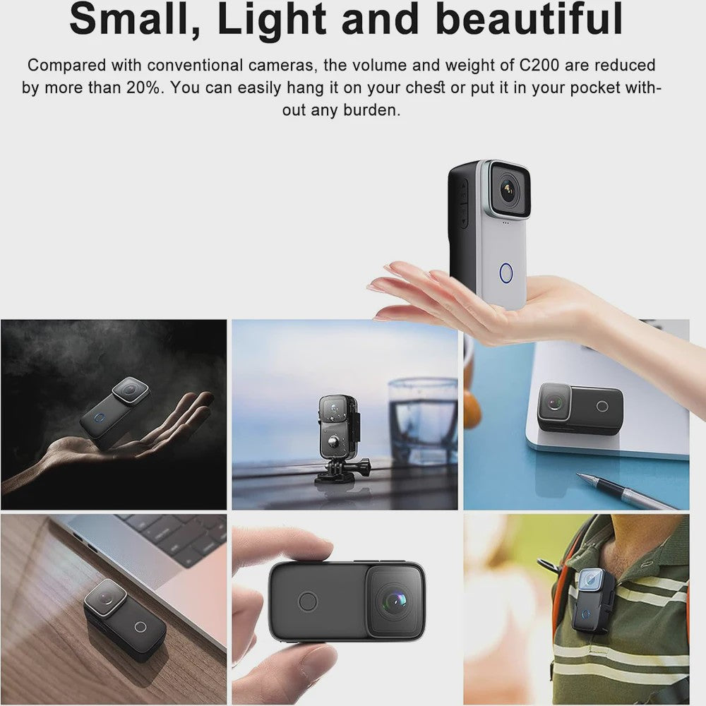 SJCAM C200PRO 4K Action Camera met Microfoon & WiFi - Compact & Waterdicht