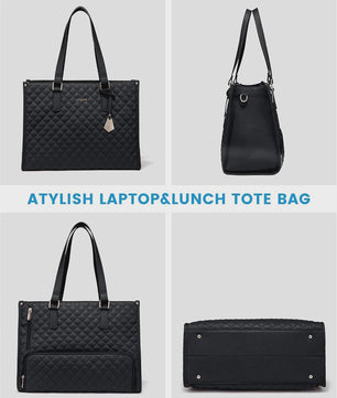 Luxe 2-in-1 Werk & Lunch Tote Bag - Geïsoleerd Compartiment, 15.6" Laptop, Waterafstotend