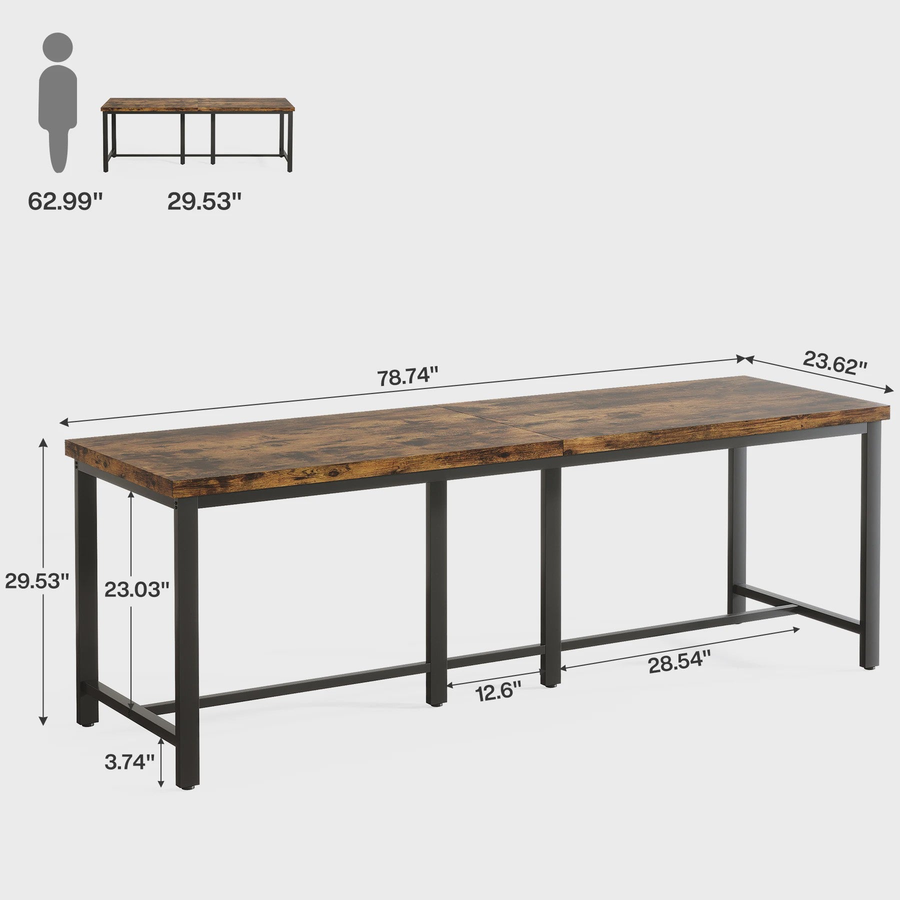 Extra Lange Bureau voor 2 Personen - 200 cm Breed Werkstation Bureau
