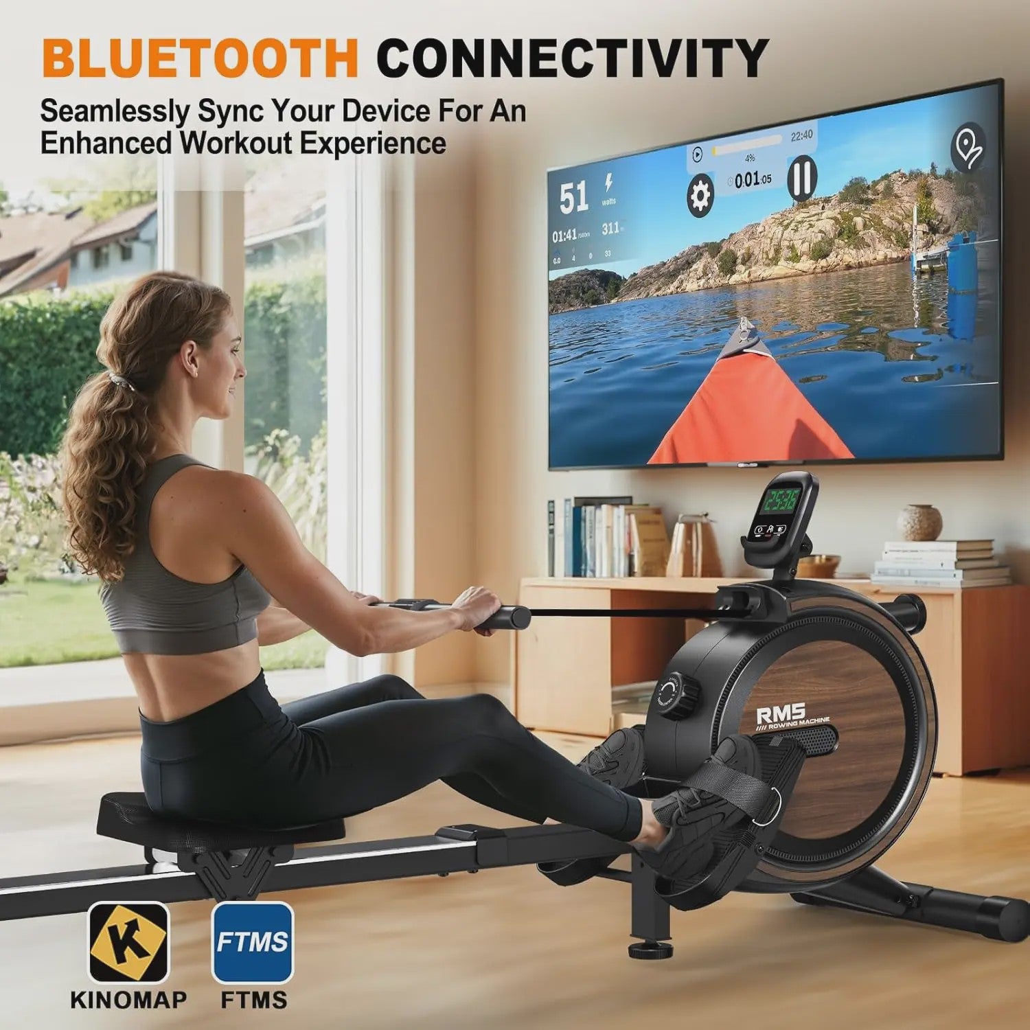 MettleMatic RM5 Magneet Roeitrainer met Bluetooth, 16 Weerstandsniveaus en 150kg Capaciteit