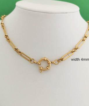 Gouden Roestvrij Stalen Ketting met Sailor Sluiting - Unisex Choker