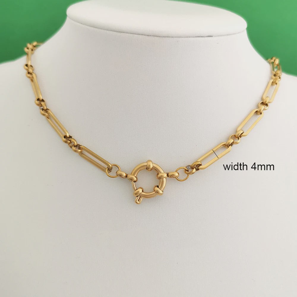 Gouden Roestvrij Stalen Ketting met Sailor Sluiting - Unisex Choker