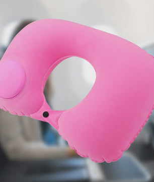 Opblaasbaar Nekkussen met Flocklaag - Compact en Zelfvullend voor Reizen