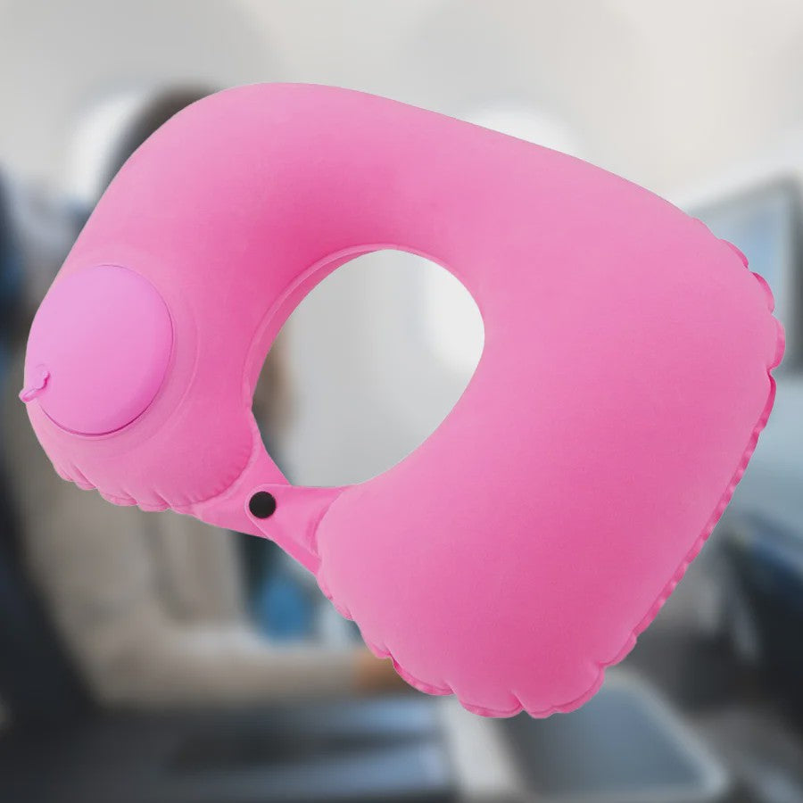 Opblaasbaar Nekkussen met Flocklaag - Compact en Zelfvullend voor Reizen