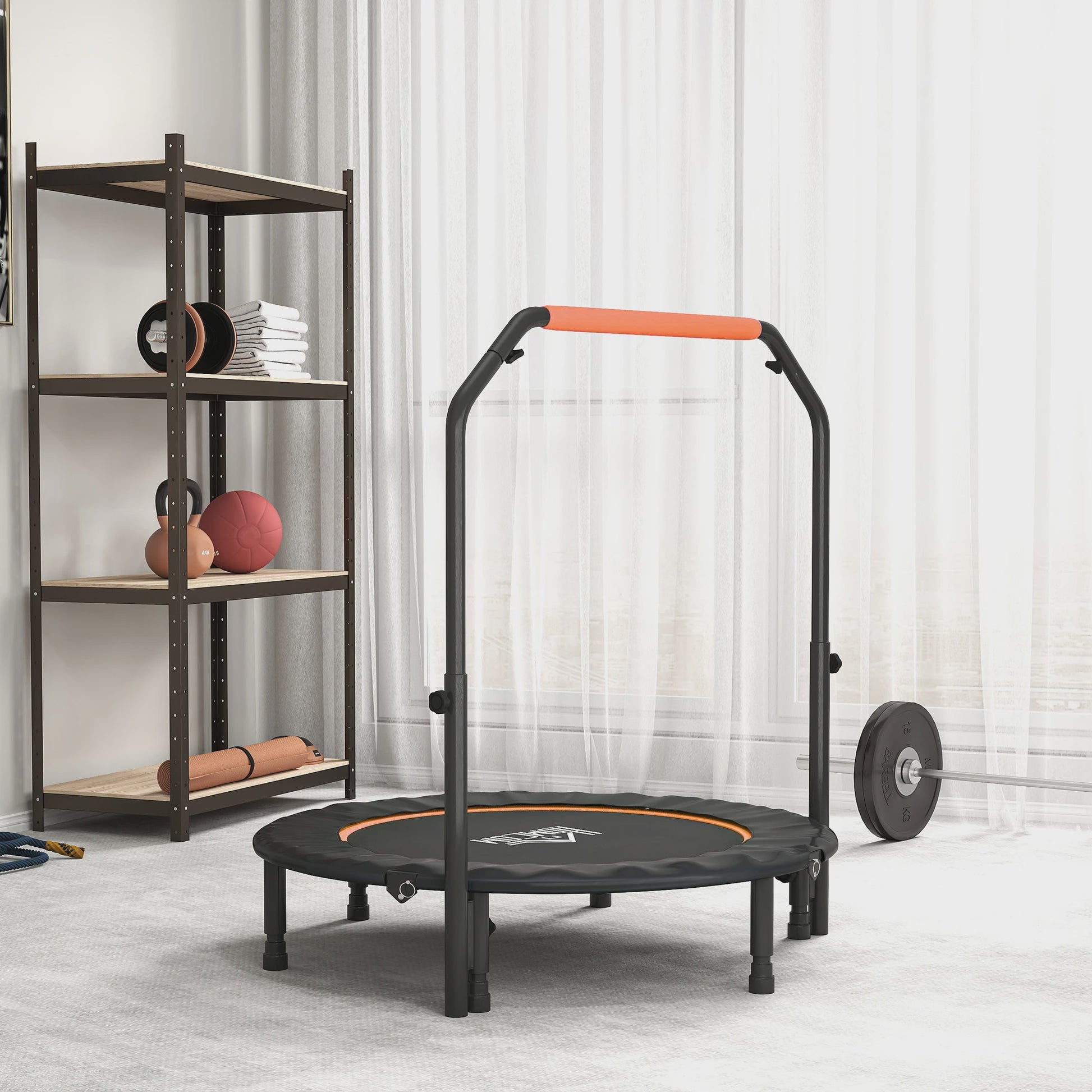 Fitness Trampoline voor Volwassenen - Ø114cm, Inklapbaar, Verstelbare Handgreep