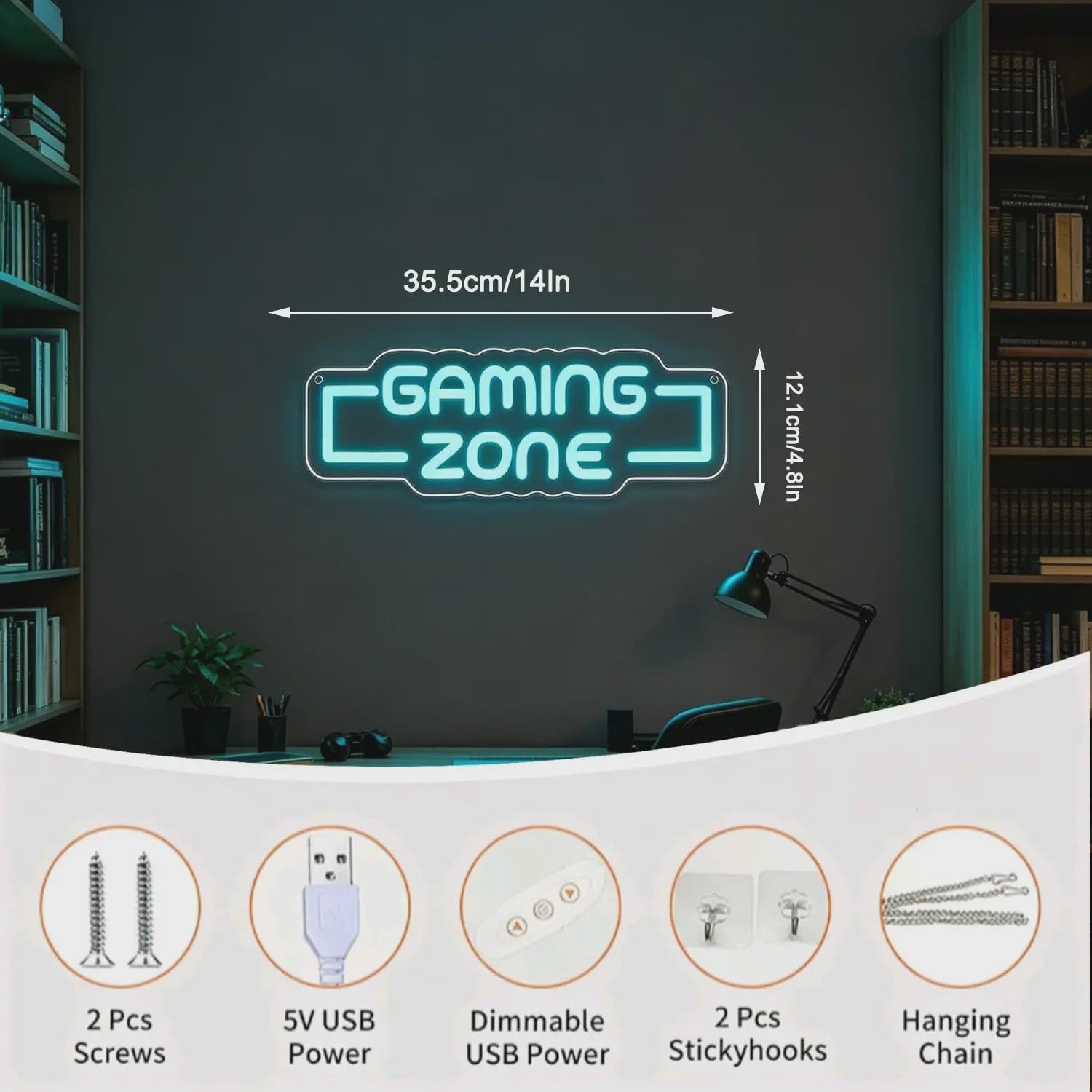 Gaming Zone LED Neon Sign - Dimbare USB Wanddecoratie voor Gamekamer