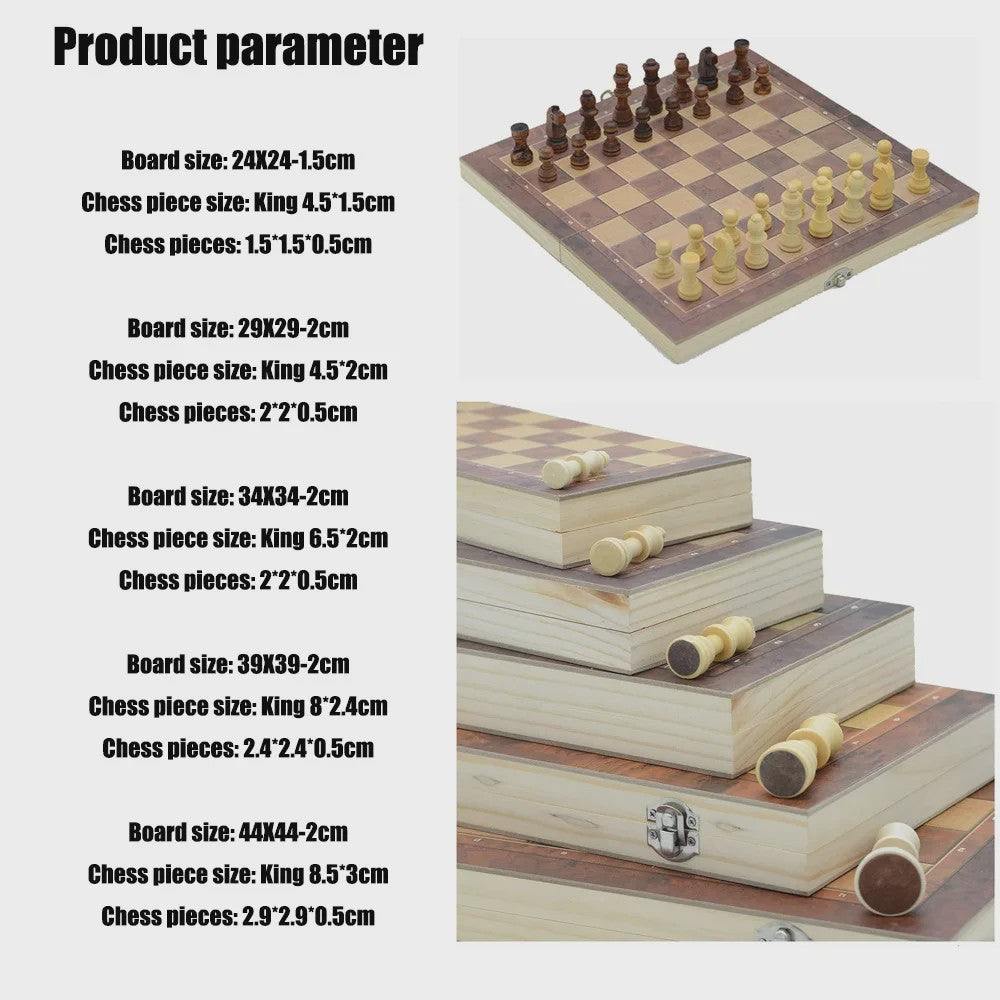 3-in-1 Bordspel Set: Schaak, Dammen & Backgammon - Entertainment voor Thuis en Reizen