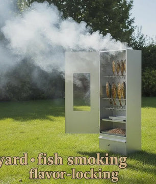 RVS Smoker BBQ met Houtspaanderbak - 44.5x29x110cm - Ideaal voor Vis en Vlees