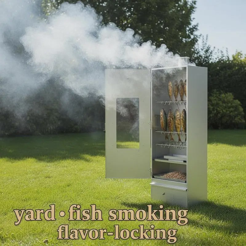 RVS Smoker BBQ met Houtspaanderbak - 44.5x29x110cm - Ideaal voor Vis en Vlees