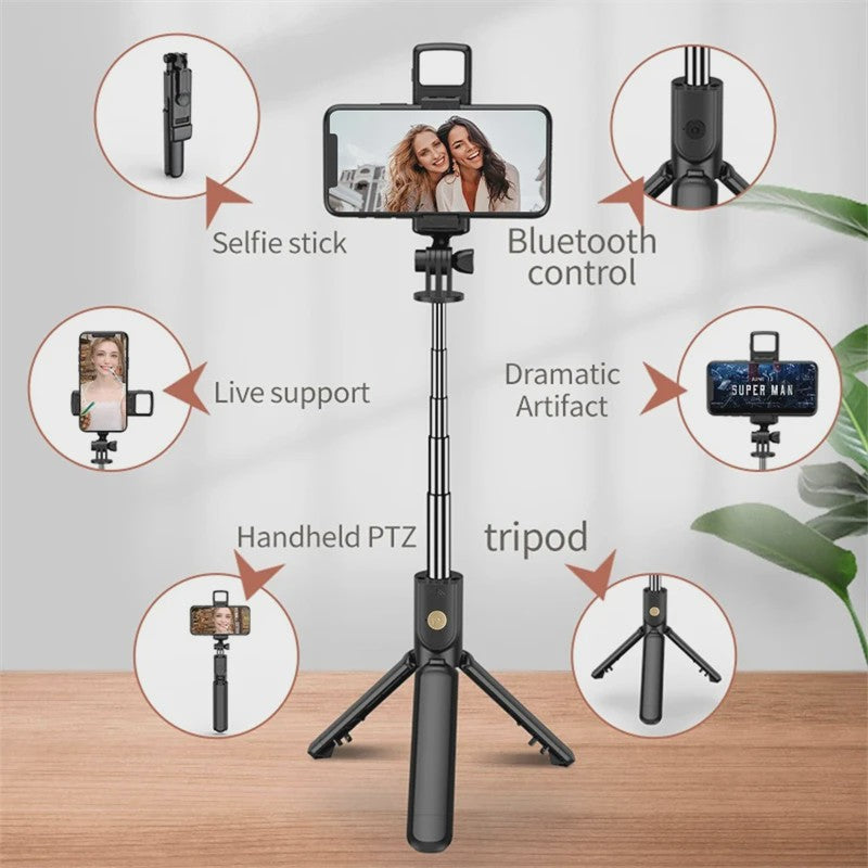 Draadloze Selfie Stick Tripod met Ringlamp en Bluetooth Afstandsbediening
