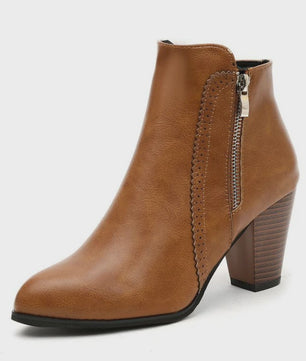 Dames Enkellaarsjes met Blokhak en Rits - Comfortabele Casual Schoenen Herfst 2024