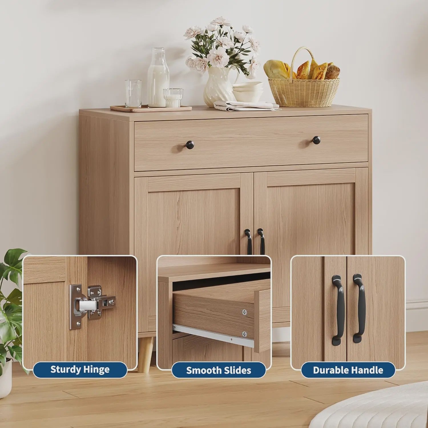 Veelzijdige Dressoir Kast met Lades en Planken - Stijlvolle Opbergoplossing voor Woonkamer, Slaapkamer of Kantoor