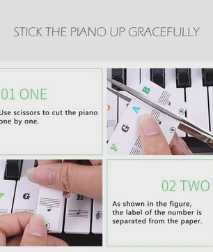 Grote, Verwijderbare Piano Toets Stickers met Muzieknoten - Leer Snel Spelen op 88/61/54 Toetsen