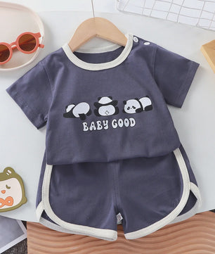 Zomerse Katoenen Kinderkleding Set: T-shirt & Shorts met Leuke Prints (0-4 Jaar)