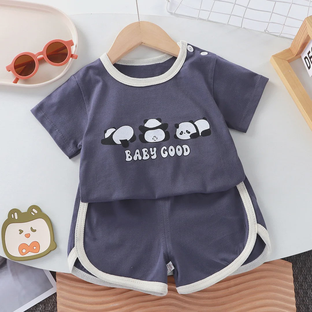 Zomerse Katoenen Kinderkleding Set: T-shirt & Shorts met Leuke Prints (0-4 Jaar)