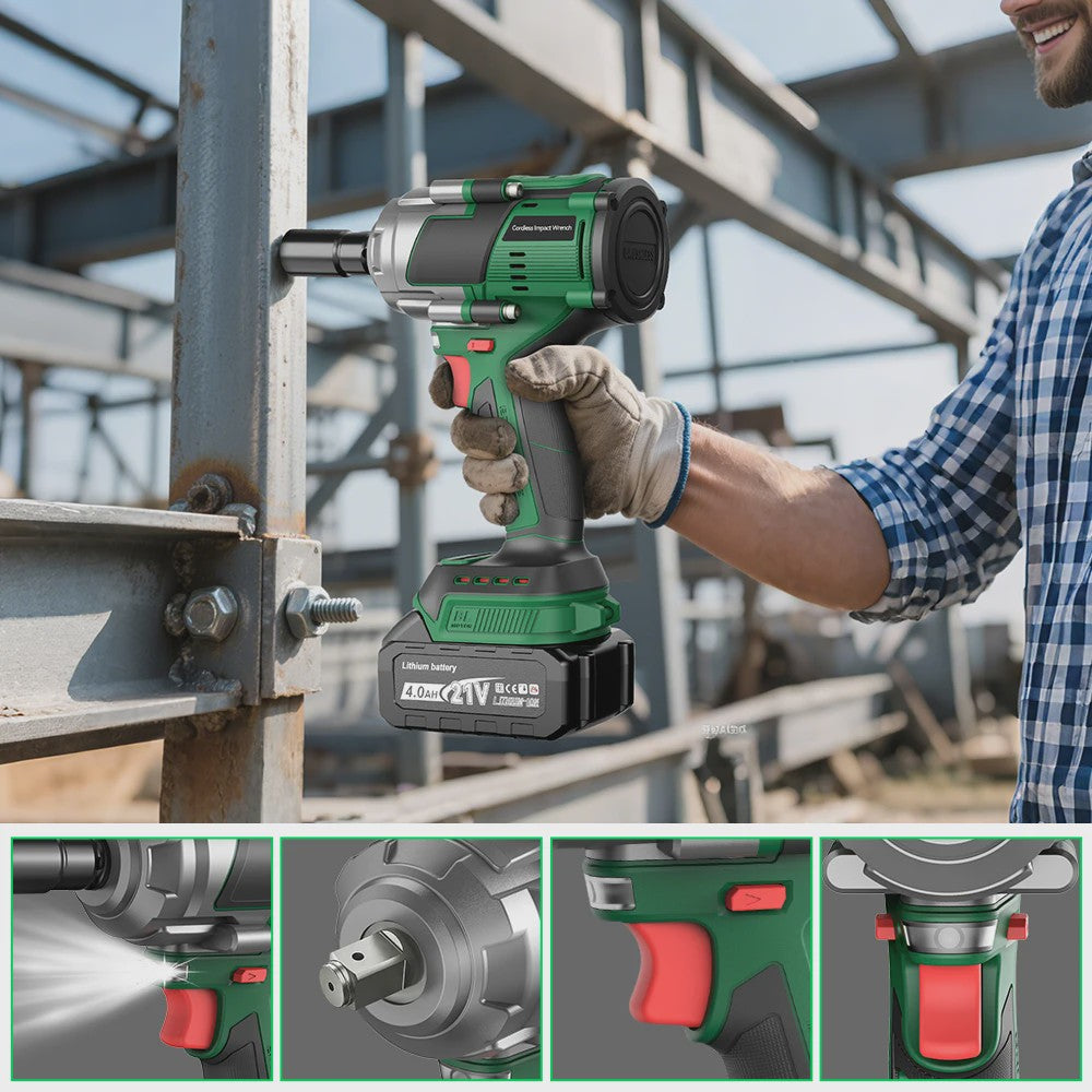 YEARTOP 2800 Nm Brushless Elektrische Slagschroevendraaier - Krachtig Gereedschap voor Makita 18V Batterijen