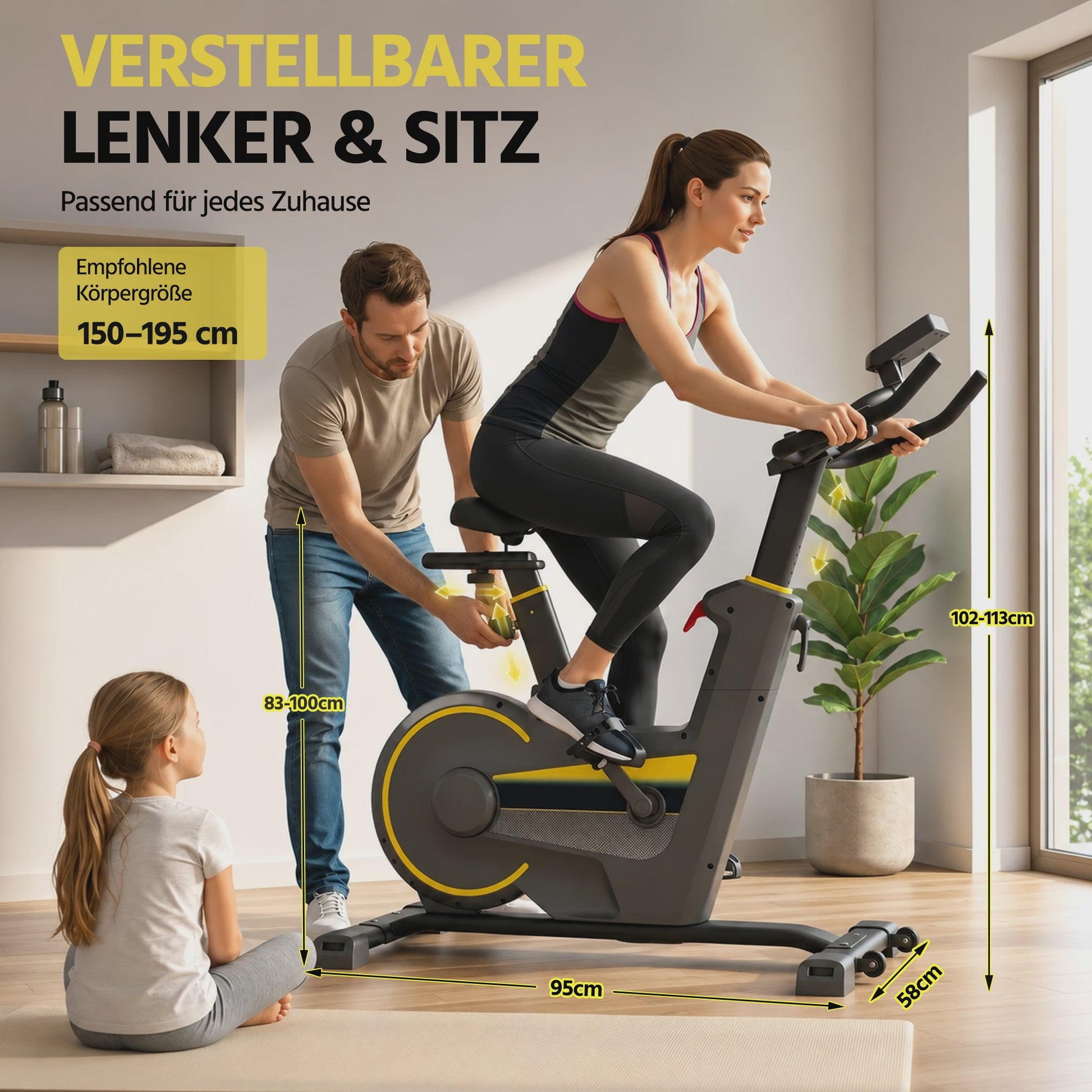 Indoor Hometrainer Fiets met Smart APP & LCD Display - Stil & Verstelbaar