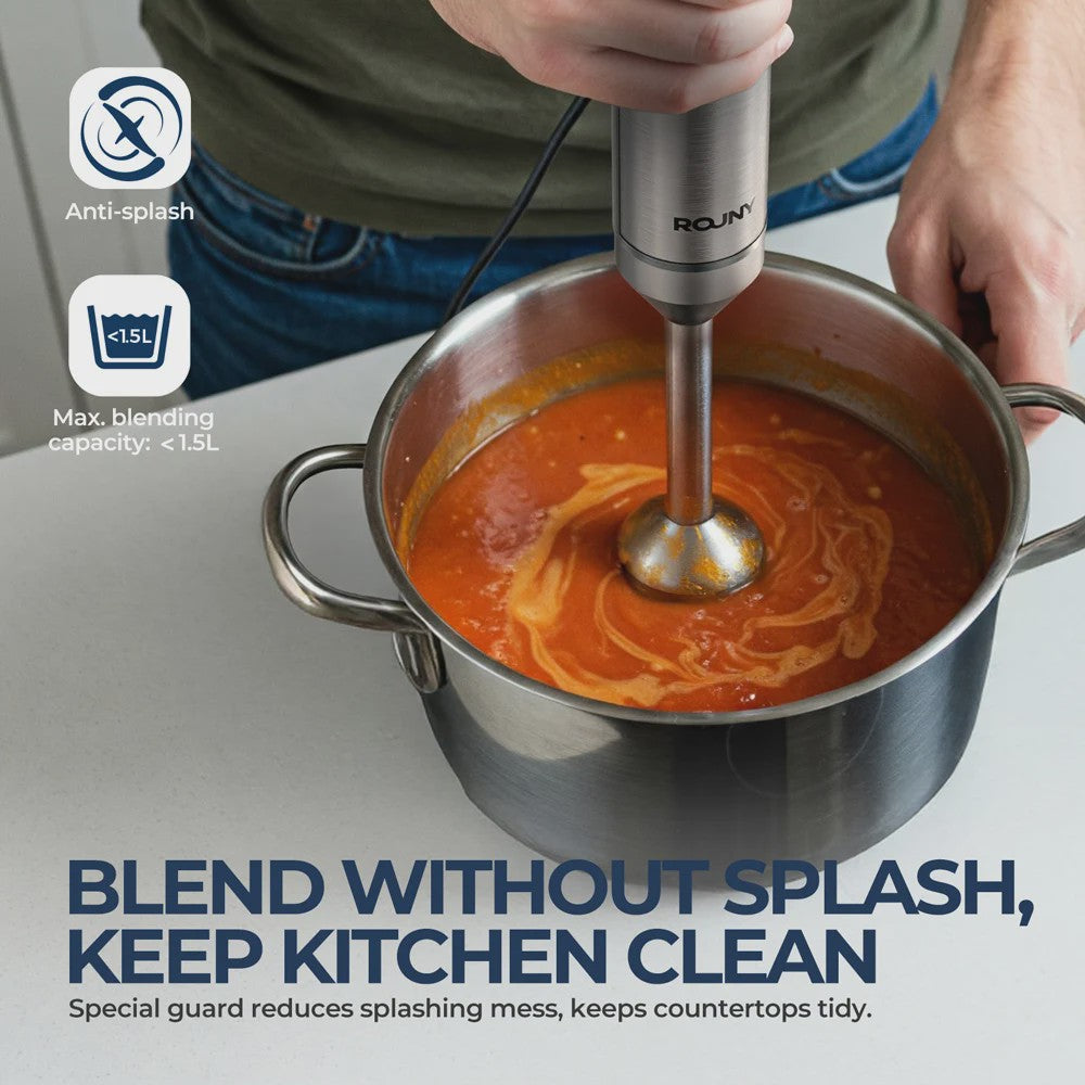 Krachtige 1200W Handmixer - 4-in-1 RVS Staafmixer met Hakker, Garde & Maatbeker