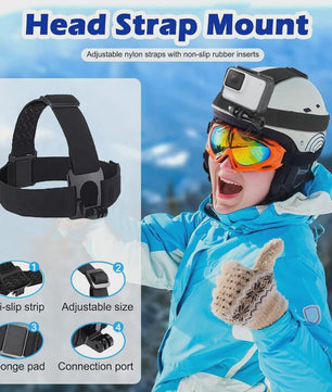 Action Camera Accessoires Kit: Hoofd- en Borstband Mount voor GoPro, Telefoon & meer