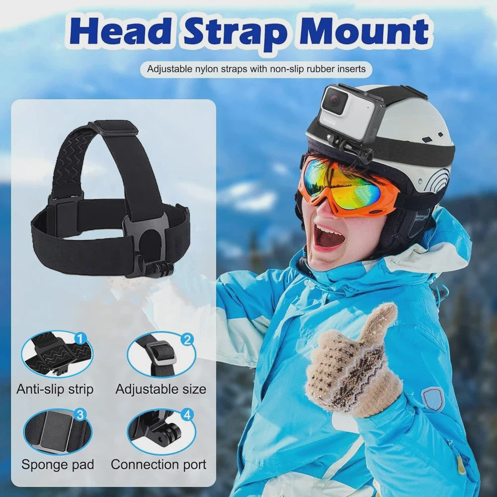 Action Camera Accessoires Kit: Hoofd- en Borstband Mount voor GoPro, Telefoon & meer