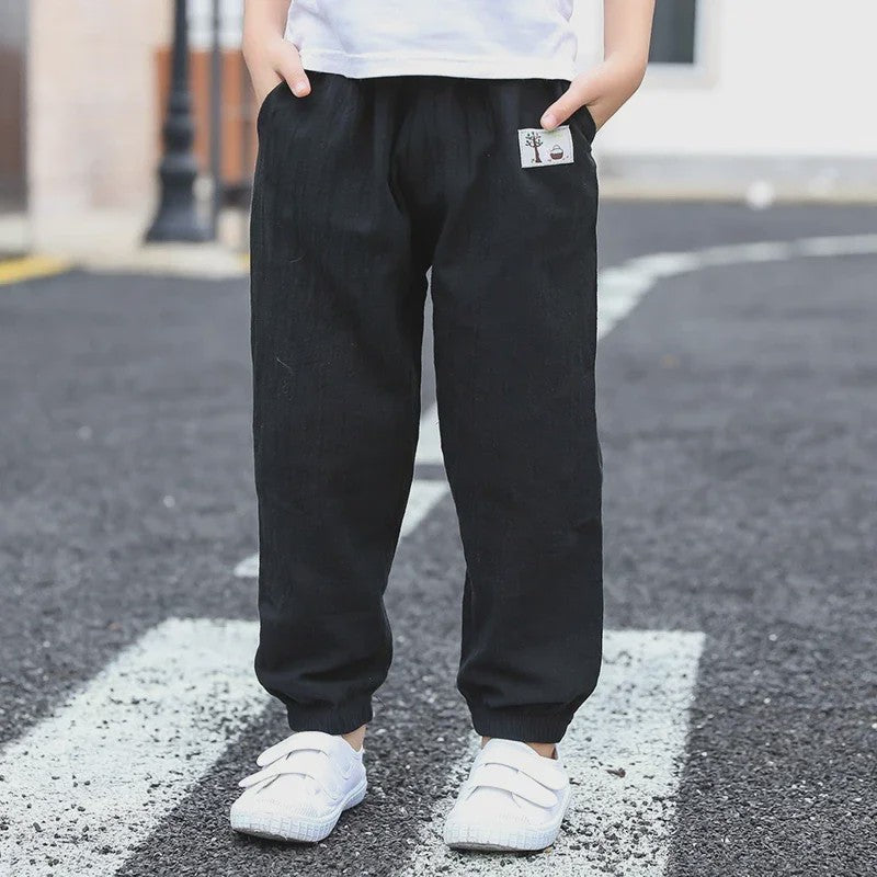Linnen Kinderbroeken voor Jongens en Meisjes - Zomerse Lange Broek met Elastische Taille (100-160cm)