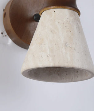 Klassieke Wandlamp van Natuursteen (Geel Travertin) - Sfeervolle Slaapkamerverlichting