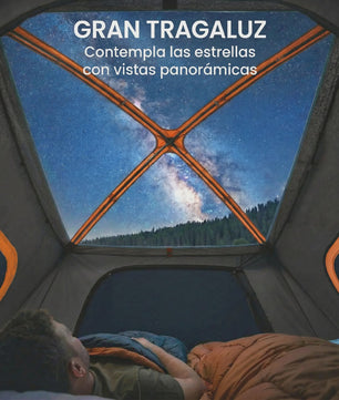 Outsunny Gezinstent Tunnel 2-4 Personen Oranje/Blauw - Ruim & Ventilerend