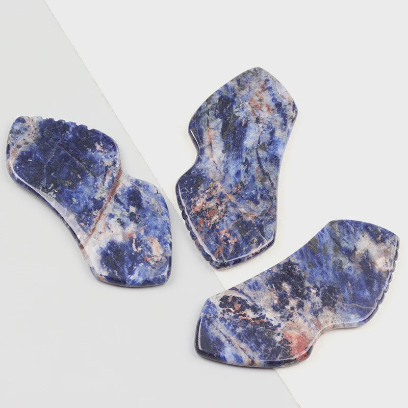 Sodalite Gua Sha Schraper - Natuurlijke Steen Gezichtsmassage & Huidverzorging