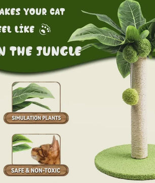Schattige Kattenkrabpaal met Bladeren en Sisal Touw - Speelplezier voor Kittens