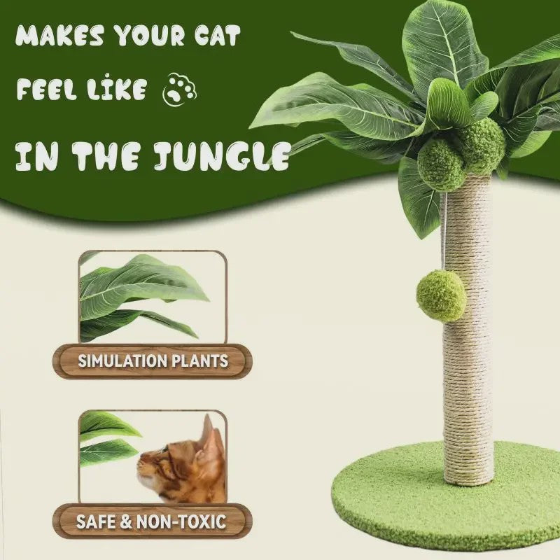 Schattige Kattenkrabpaal met Bladeren en Sisal Touw - Speelplezier voor Kittens