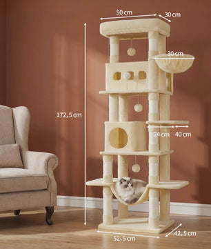 Grote Kattenboom 170 cm - Multi-Level Krabpaal met Ruim Zitplateau & Wasbare Mat - Geschikt voor Maine Coons