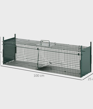Pawut trap live Cage catch x 25x28 cm wedge trap for Marten Rats Mouse-2 entries + handle-metal Green